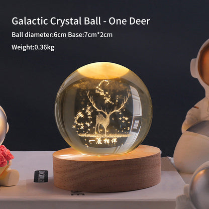 Creative Luminous Crystal Ball Galaxy Night Light Decoration 3D Laser Carved Crystal Ball For Girlfriend's Birthday Gift