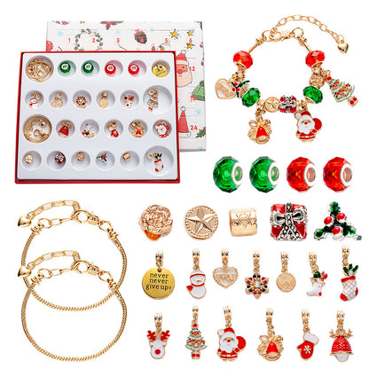 DIY creative children's bracelet jewelry 24-grid calendar Christmas holiday surprise blind box silver set