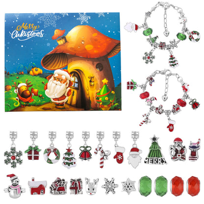 DIY creative children's bracelet jewelry 24-grid calendar Christmas holiday surprise blind box silver set