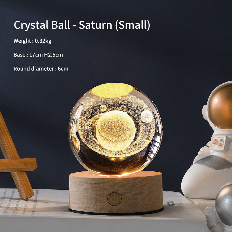 Creative Luminous Crystal Ball Galaxy Night Light Decoration 3D Laser Carved Crystal Ball For Girlfriend's Birthday Gift