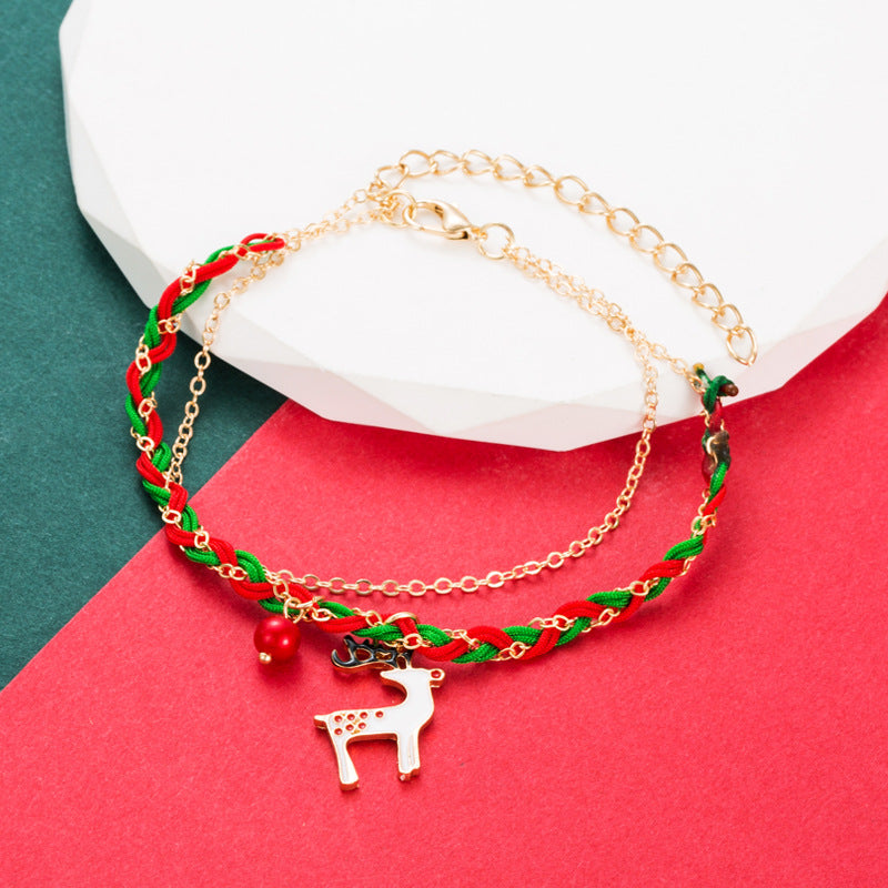 Christmas Originality Santa Claus Elk Garland Bell Christmas Bracelet Versatile High Quality Handwear