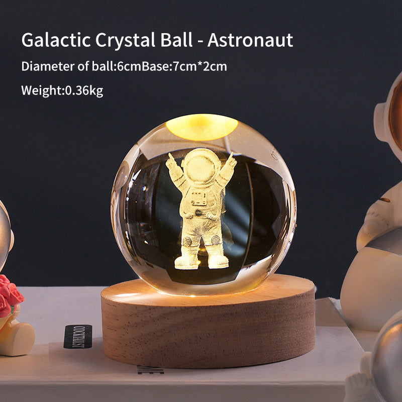 Creative Luminous Crystal Ball Galaxy Night Light Decoration 3D Laser Carved Crystal Ball For Girlfriend's Birthday Gift