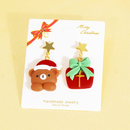 Christmas Earrings Santa Claus Elk Cartoon Christmas Tree Bells