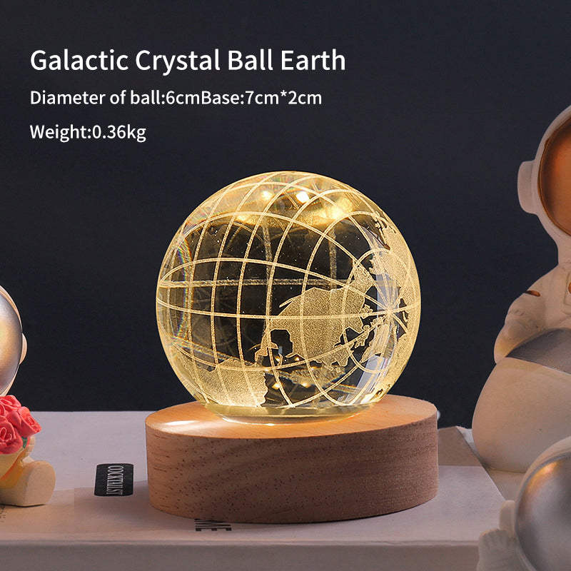 Creative Luminous Crystal Ball Galaxy Night Light Decoration 3D Laser Carved Crystal Ball For Girlfriend's Birthday Gift