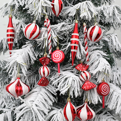 Christmas Candy Cane Gift Box Boots Set Of Four Combination Pendant Christmas Tree Decoration Prop