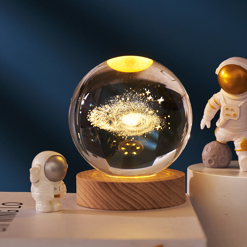 Creative Luminous Crystal Ball Galaxy Night Light Decoration 3D Laser Carved Crystal Ball For Girlfriend's Birthday Gift