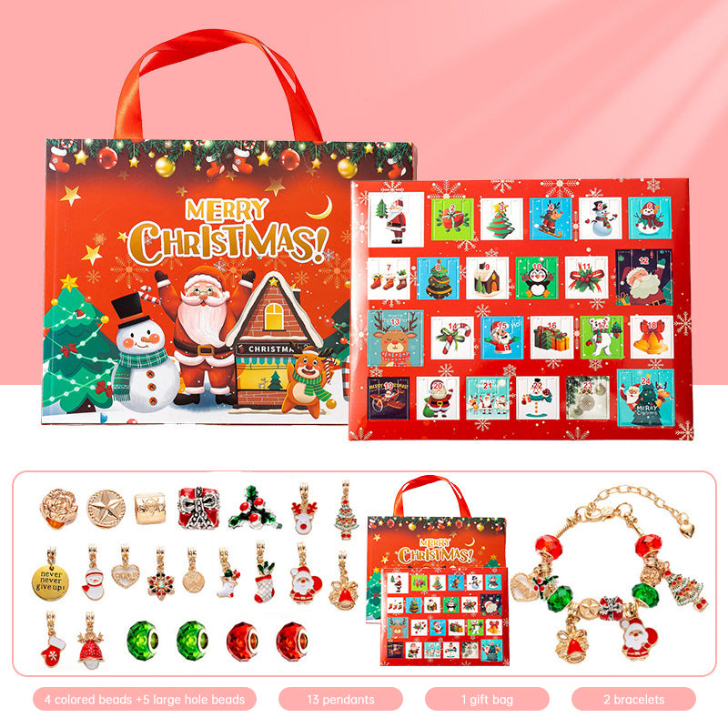 DIY creative children's bracelet jewelry 24-grid calendar Christmas holiday surprise blind box silver set