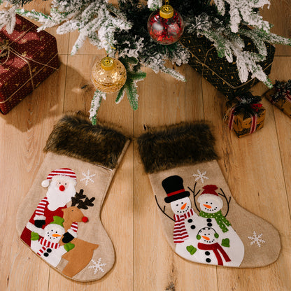 Christmas decoration supplies, cartoon Christmas socks, high-end plush Christmas gift socks, elderly snowman socks