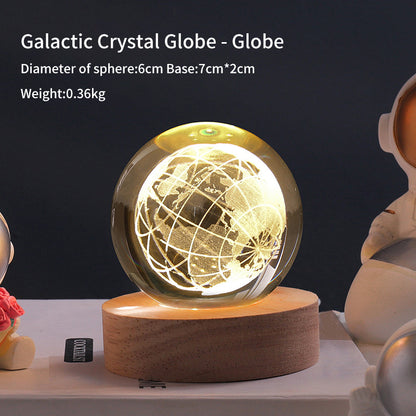 Creative Luminous Crystal Ball Galaxy Night Light Decoration 3D Laser Carved Crystal Ball For Girlfriend's Birthday Gift