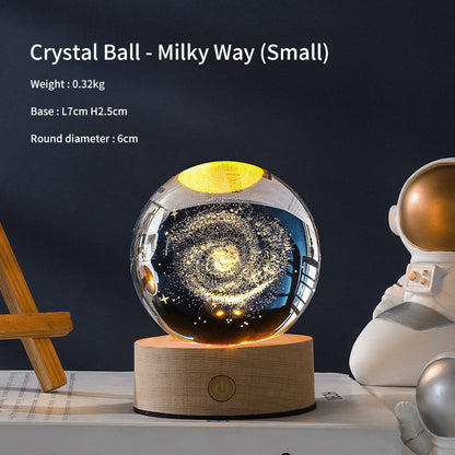 Creative Luminous Crystal Ball Galaxy Night Light Decoration 3D Laser Carved Crystal Ball For Girlfriend's Birthday Gift