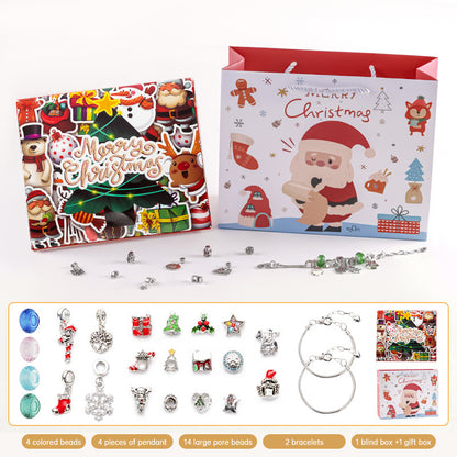 DIY creative children's bracelet jewelry 24-grid calendar Christmas holiday surprise blind box silver set