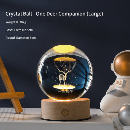 Creative Luminous Crystal Ball Galaxy Night Light Decoration 3D Laser Carved Crystal Ball For Girlfriend's Birthday Gift