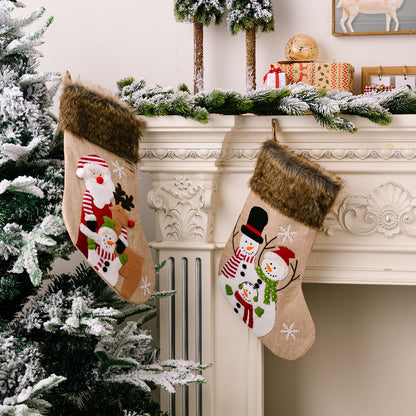 Christmas decoration supplies, cartoon Christmas socks, high-end plush Christmas gift socks, elderly snowman socks