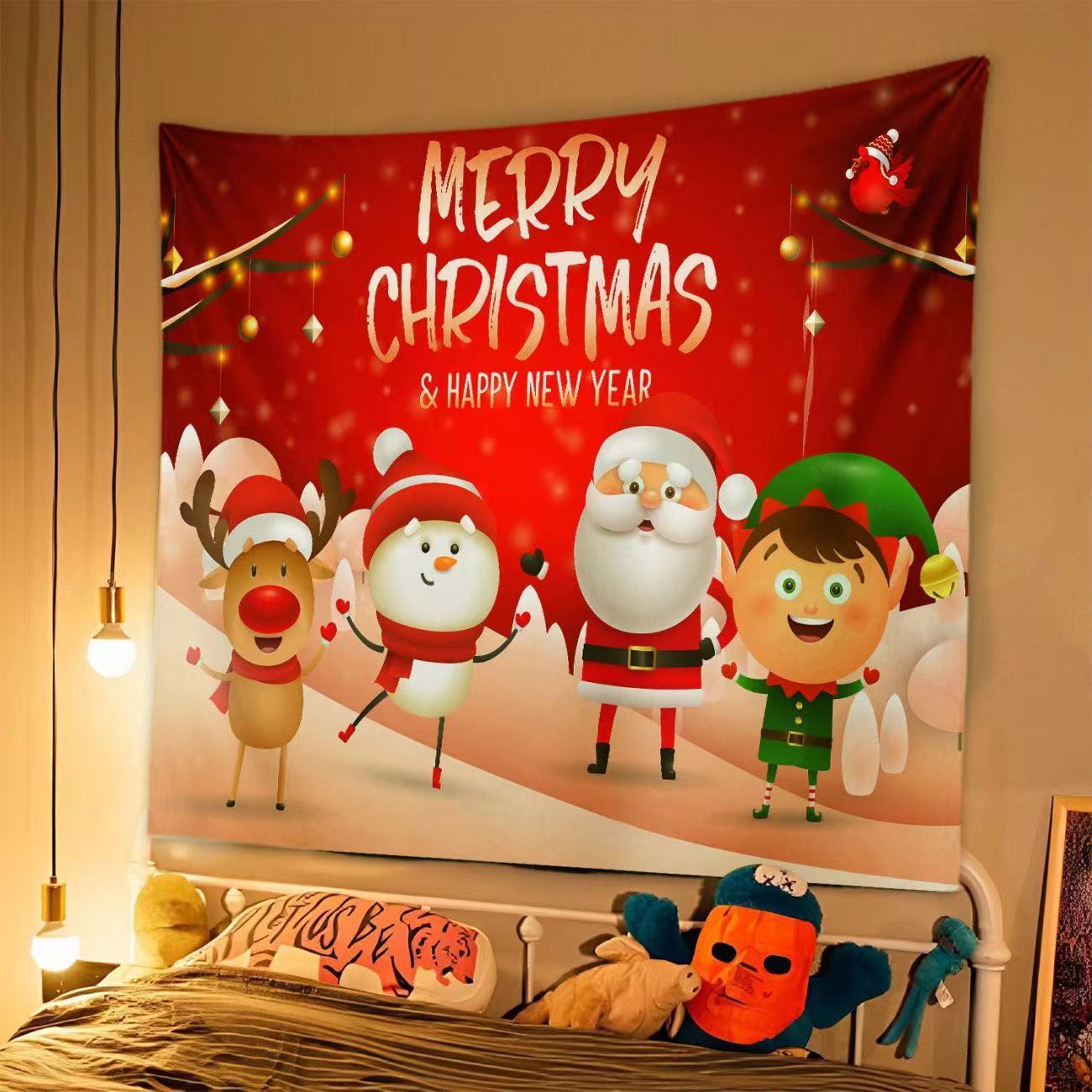 New Christmas Background Cloth, Christmas Tapestry, Christmas Party Event Decoration Hanging Cloth, Christmas Hanging Cloth