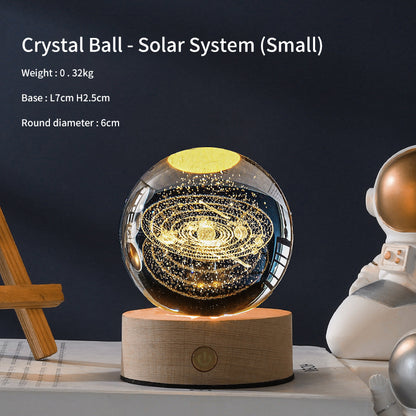 Creative Luminous Crystal Ball Galaxy Night Light Decoration 3D Laser Carved Crystal Ball For Girlfriend's Birthday Gift