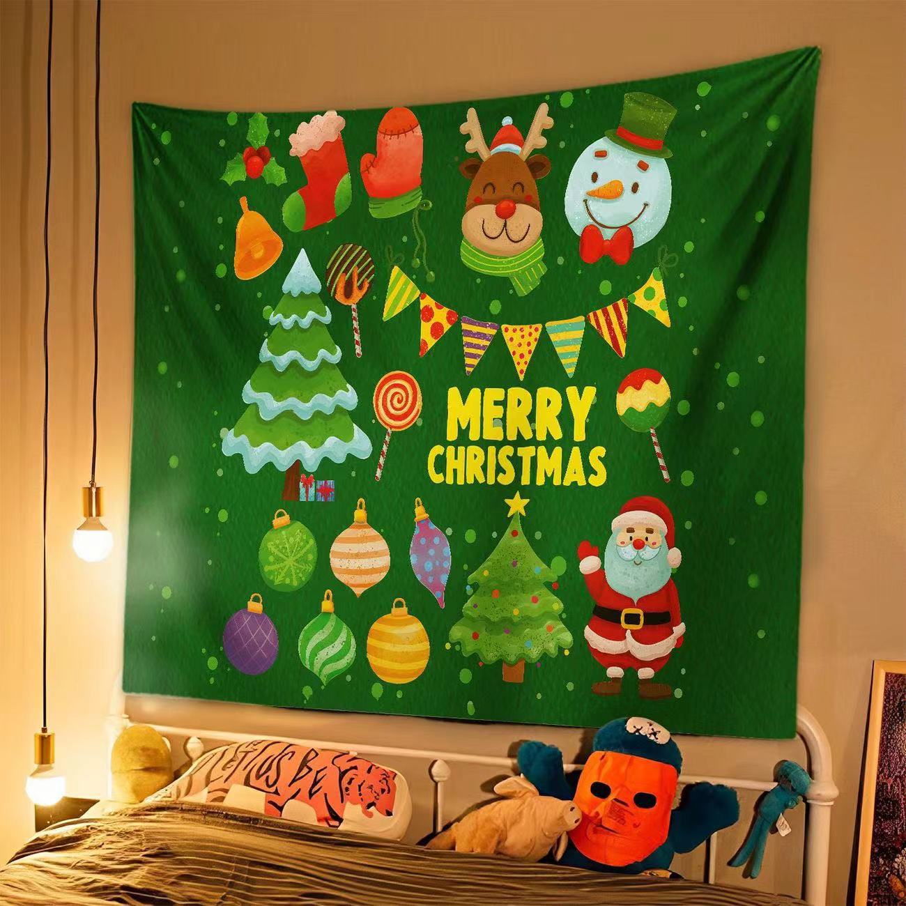 New Christmas Background Cloth, Christmas Tapestry, Christmas Party Event Decoration Hanging Cloth, Christmas Hanging Cloth