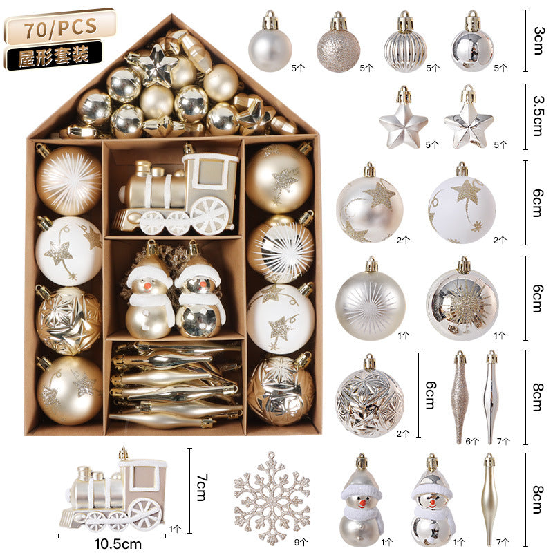 House shaped set, kraft paper box, Christmas ball, Christmas gift set, various sizes of Christmas tree decoration set