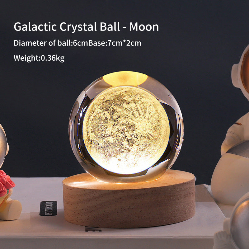 Creative Luminous Crystal Ball Galaxy Night Light Decoration 3D Laser Carved Crystal Ball For Girlfriend's Birthday Gift