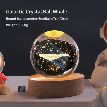 Creative Luminous Crystal Ball Galaxy Night Light Decoration 3D Laser Carved Crystal Ball For Girlfriend's Birthday Gift