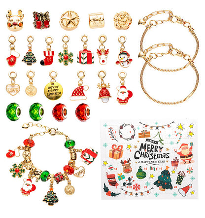 DIY creative children's bracelet jewelry 24-grid calendar Christmas holiday surprise blind box silver set