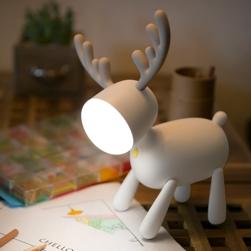 Cartoon Deer Night Light USB Charging With Sleeping Silicone Led Elk Light Children's Student Desk Reading Lamp