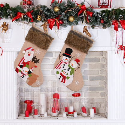 Christmas decoration supplies, cartoon Christmas socks, high-end plush Christmas gift socks, elderly snowman socks