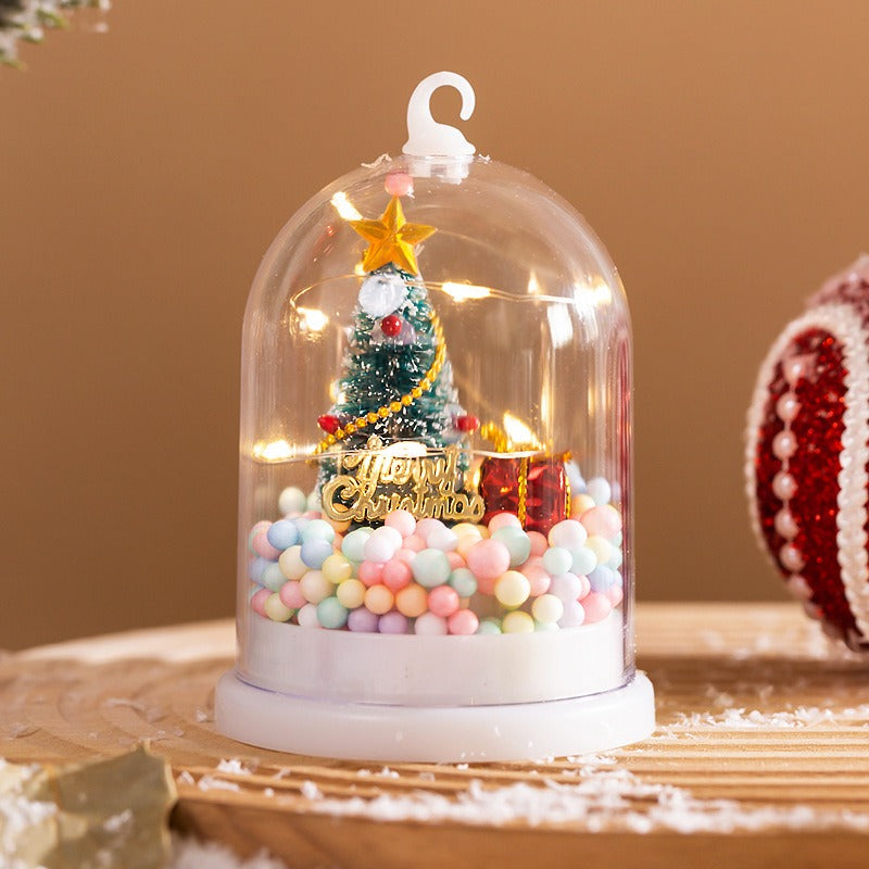 Children's Glowing Tree Silver Flower Gift Night Light Desktop Christmas Tree Snow Scene Decoration