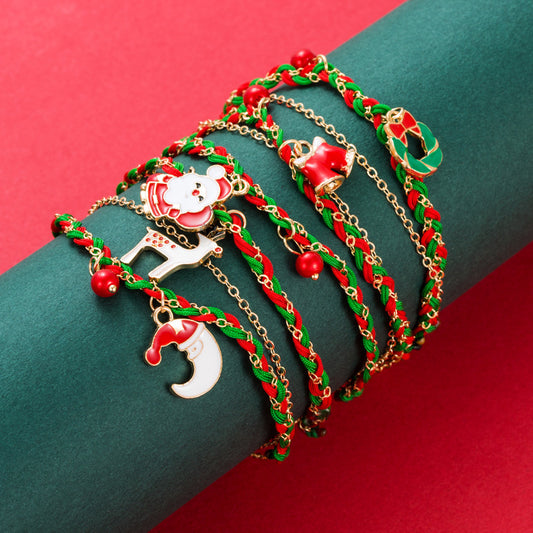 Christmas Originality Santa Claus Elk Garland Bell Christmas Bracelet Versatile High Quality Handwear