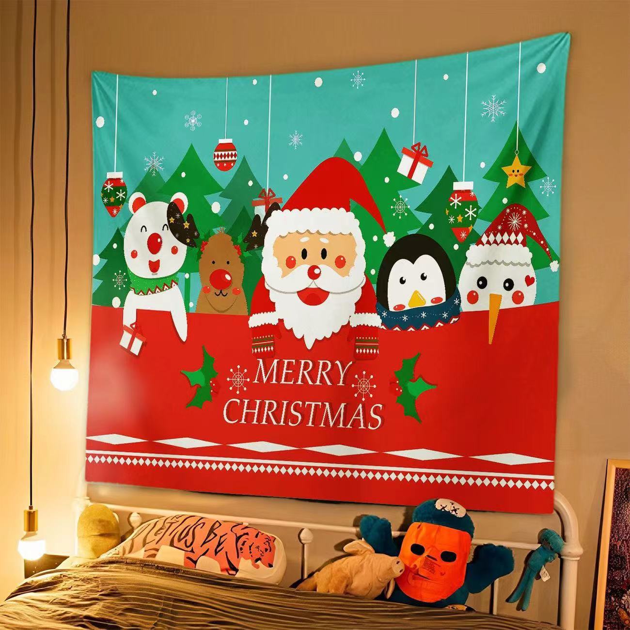 New Christmas Background Cloth, Christmas Tapestry, Christmas Party Event Decoration Hanging Cloth, Christmas Hanging Cloth