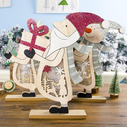 Christmas Wooden Table Light Christmas Tree Growing Ornament Bedside Lamp AAA Battery-powered for Children's Bedroom Decoration