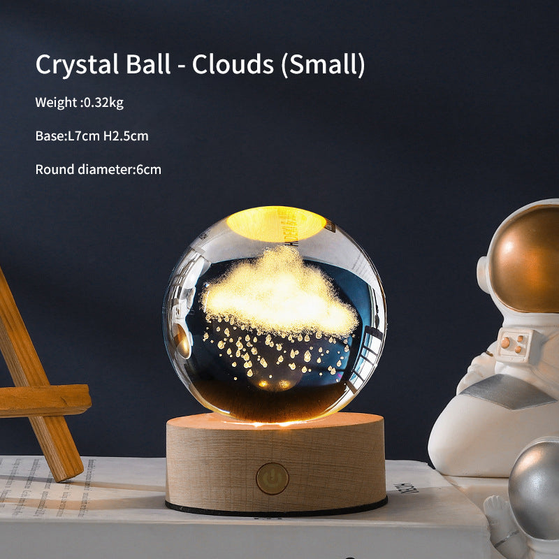 Creative Luminous Crystal Ball Galaxy Night Light Decoration 3D Laser Carved Crystal Ball For Girlfriend's Birthday Gift