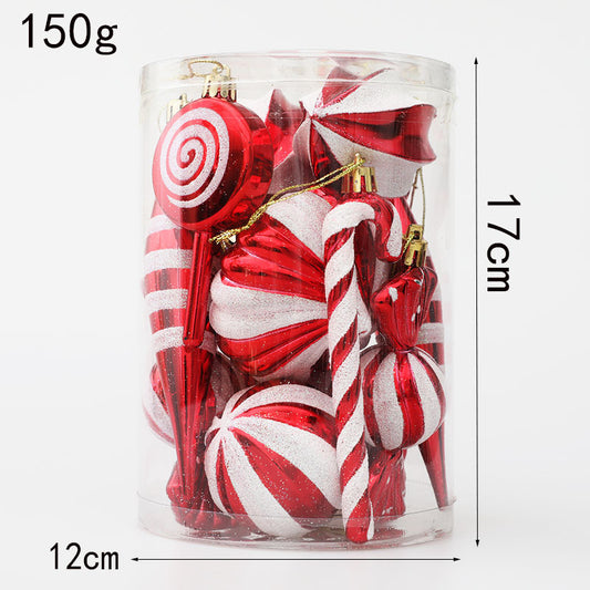 Christmas Candy Cane Gift Box Boots Set Of Four Combination Pendant Christmas Tree Decoration Prop