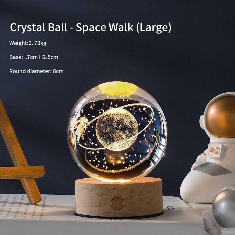 Creative Luminous Crystal Ball Galaxy Night Light Decoration 3D Laser Carved Crystal Ball For Girlfriend's Birthday Gift