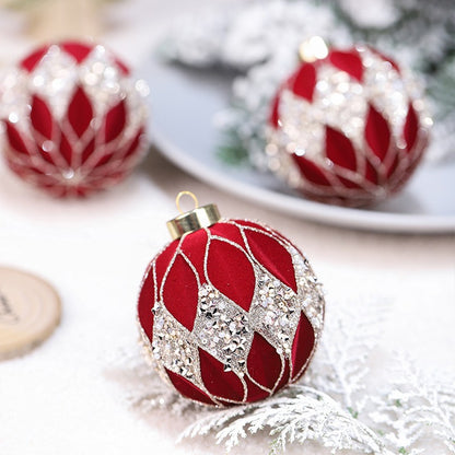 Christmas ball decoration 8cm/12 pieces colored brick plush Christmas ball set Christmas tree pendant