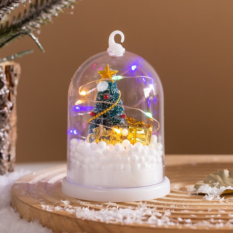 Children's Glowing Tree Silver Flower Gift Night Light Desktop Christmas Tree Snow Scene Decoration