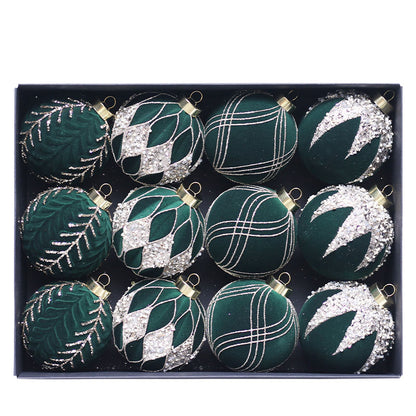 Christmas ball decoration 8cm/12 pieces colored brick plush Christmas ball set Christmas tree pendant