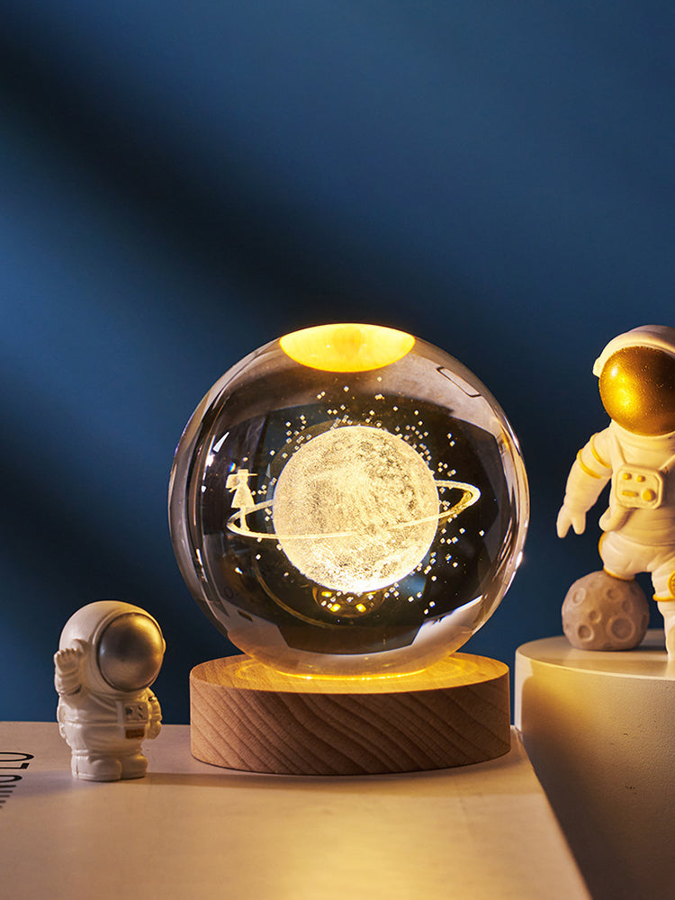 Creative Luminous Crystal Ball Galaxy Night Light Decoration 3D Laser Carved Crystal Ball For Girlfriend's Birthday Gift