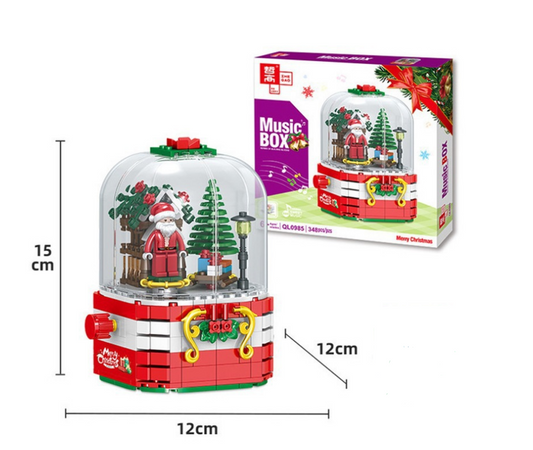 Christmas Building Music Box Christmas Tree Rotating Light Building Blocks Assembly Kids Toys