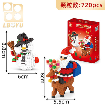 Compatible With Lego Toys Small Pellet Building Blocks Santa Claus Sleigh Elk Christmas Gifts