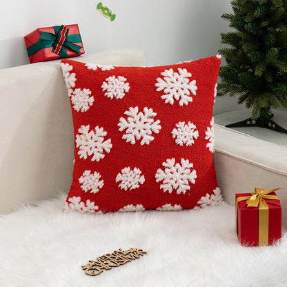 Christmas Pillow Cover (Excluding Pillow Core) Snowflake Velvet Jacquard Christmas Tree Elk Festival Decoration