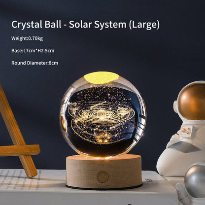 Creative Luminous Crystal Ball Galaxy Night Light Decoration 3D Laser Carved Crystal Ball For Girlfriend's Birthday Gift