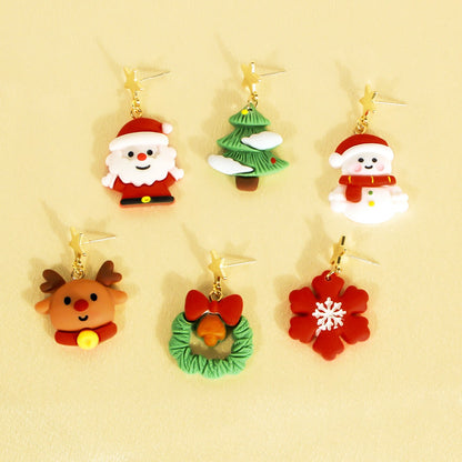 Christmas Earrings Santa Claus Elk Cartoon Christmas Tree Bells