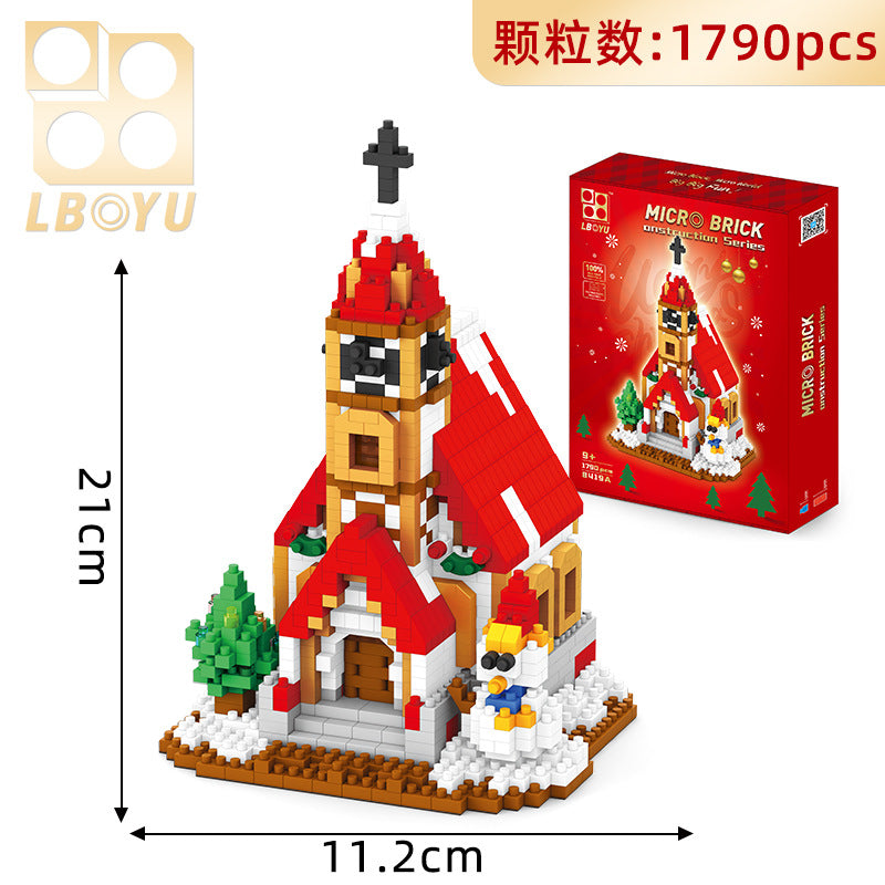 Compatible With Lego Toys Small Pellet Building Blocks Santa Claus Sleigh Elk Christmas Gifts