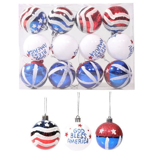 American Independence Day Christmas Plastic Balls Christmas Tree Decoration Hand drawn Ball Set