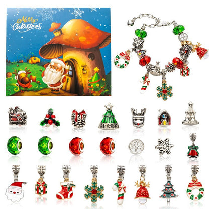 DIY creative children's bracelet jewelry 24-grid calendar Christmas holiday surprise blind box silver set