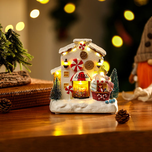 Christmas Decorations Candy House Glowing Music House Gingerbread House Desktop Creative Ornaments Christmas Gifts