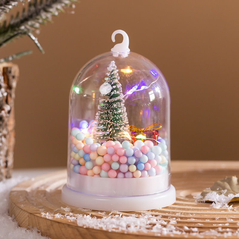 Children's Glowing Tree Silver Flower Gift Night Light Desktop Christmas Tree Snow Scene Decoration