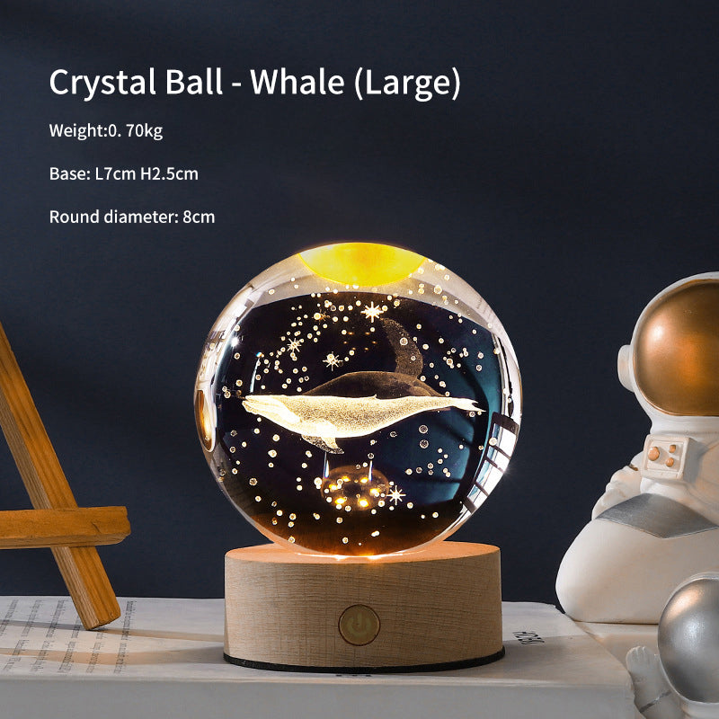 Creative Luminous Crystal Ball Galaxy Night Light Decoration 3D Laser Carved Crystal Ball For Girlfriend's Birthday Gift