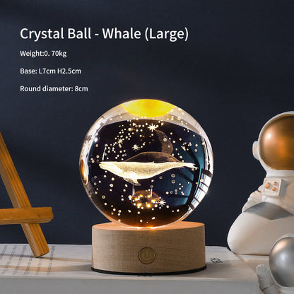 Creative Luminous Crystal Ball Galaxy Night Light Decoration 3D Laser Carved Crystal Ball For Girlfriend's Birthday Gift