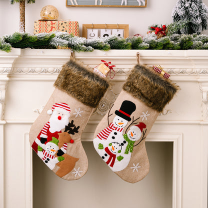 Christmas decoration supplies, cartoon Christmas socks, high-end plush Christmas gift socks, elderly snowman socks